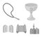 A cup of wine, Islamic beads, ten commandments, tanakh. Religion set collection icons in monochrome style vector symbol
