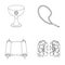 A cup of wine, Islamic beads, ten commandments, tanakh. Religion set collection icons in outline style vector symbol