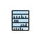 Cupboard, books with color shadow vector icon in book set