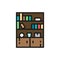 Cupboard, wardrobe, furniture flat color line icon.