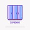 Cupboard, wardrobe thin line icon. Modern vector illustration of furniture, element of interior