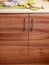 Cupboard wood door cabinet in kitchen