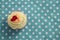 Cupcake against polka dot background