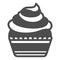 Cupcake with air cream frosting, buttercream solid icon, pastry concept, fluffy muffin vector sign on white background