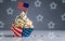 Cupcake. American Flag. US Holidays. Cake on 4th of July, Independence, Presidents Day. Tasty cupcakes with white cream icing and