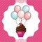 Cupcake and balloons icon. Happy Birthday design. Vector graphic