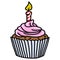 Cupcake Birthday Candle Cake Vector Illustration