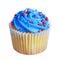 Cupcake with blue cream on the top. patriotic decorated, isolated