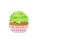 Cupcake with bright green cream frosting isolated on white background. Copy space