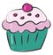 Cupcake with brooch vector or color illustration