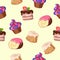 Cupcake Cake Chocolate Swiss Roll Seamless Pattern