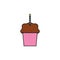 Cupcake candle celebration party line fill design