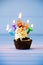 Cupcake with a candles for 8 - eighth birthday