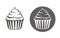 Cupcake cartoon illustration with black and white color