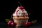 cupcake with cherry, dark background.ai generative