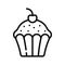 Cupcake with cherry and icing outline bakery icon
