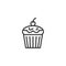 Cupcake with cherry line icon