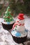 Cupcake Christmas snowman