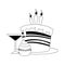 Cupcake and cocktail with Birthday cake with candles icon, flat design