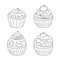 Cupcake collections, Simple black and white Line art