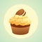 cupcake with cookie sandwich topping. Vector illustration decorative design