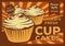 Cupcake cupcakes cake cakes Signage Poster Retro Rustic