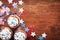 Cupcake decorated with american flag for happy Independence Day 4th july background. Holidays table top view.