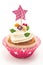 Cupcake decorated with star and flowers
