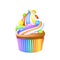Cupcake, delicious creamy muffin realistic vector illustration