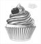 Cupcake in engraving style