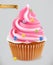 Cupcake, fairy cake. 3d vector icon