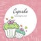 Cupcake Flyer Template Design. with colorful linear doodle cupcake illustration