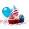Cupcake Freedom Parade: The All-American Spirit,USA Style Cupcakes, A Sweet Symbol of Celebration4th of July.AI generated