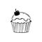 Cupcake with frosting and cherry.