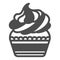 Cupcake frosting, whipped cream, buttercream solid icon, pastry concept, muffin vector sign on white background, glyph