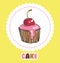 Cupcake with glaze and cherry. Cake icon
