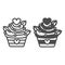 Cupcake with hearts and sprinkles for Valentine Day line and solid icon, pastry concept, muffin vector sign on white