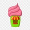 Cupcake house icon, cartoon style