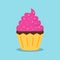 Cupcake icon, sweet cupcake with cream and candys, vector, illustration