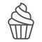 Cupcake line icon, sweet and food, muffin sign, vector graphics, a linear pattern on a white background.