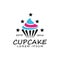 Cupcake logo with star design simple sweet dessert vector template
