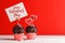 Cupcake love: Heart-themed treats on a vibrant red backdrop