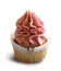 Cupcake or muffin decorated with strawberry icing