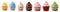 Cupcake muffin with icing frosting on transparent background cutout. PNG file. Many assorted