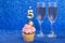 Cupcake With Numbers And Glasses With Wine For Birthday Or Anniversary