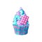 Cupcake with pink chocolate and lolly-pop