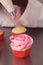 Cupcake with pink rose piping