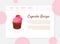 Cupcake Recipe Banner, Landing Page Template with Place for Text, Culinary Blog, Master Class Vector Illustration,