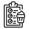 Cupcake review icon outline vector. Food inspection