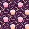 Cupcake seamless pattern. Bakery wrapping paper. Textile print, birthday decor and baby pattern design